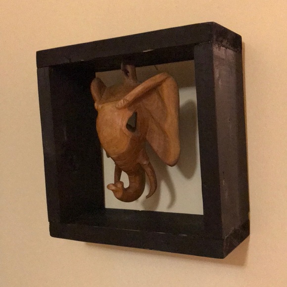 Vintage Wooden Elephant Mask Shadowbox Frame - Picture 2 of 9